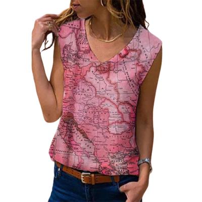 China 2021 Wholesale Breathable Print T-shirt Women's T-shirt Summer Sleeveless Wome 002 for sale