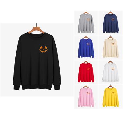 China Anti-wrinkle CS04900 2020 Falls/Pumpkin Smiley Chest Printed Casual Halloween Sweatshirt Winter Women Tops for sale