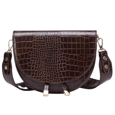 China Vintage Greathan Woman's Crocodile Pattern Semicircle Cross - Body Bag Female Saddleback Handbag Casual Bags & Purses for sale