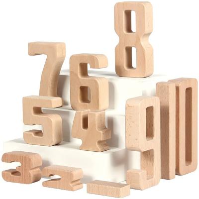 China Toy High Quality 3D Number Variable 32 PCS Wooden Educational Wooden Blocks Toy High Quality Montessori Number Blocks, Large 1-10 Numbers Stacking Toy for sale