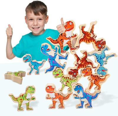 China Wooden Building Toy 2022 New Dinosaur Building Blocks Educational Learning Building Toys For Concentration Skills Training For Baby for sale