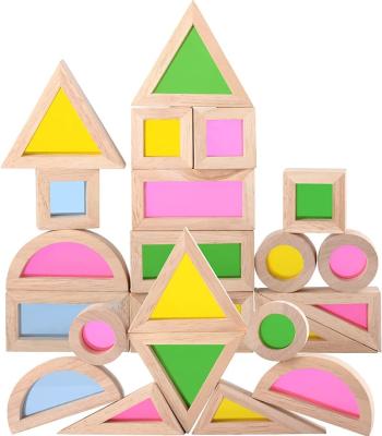 China DIY TOY Wood Building Blocks Set for Kids 24 Piece Rainbow Stackers Stacking Play Building Learning Educational Toys Building Set for sale