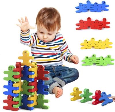 China DIY TOY Amazon sells children's creative wooden educational balance small building block the balance beam cartoon wooden toys wholesale for sale