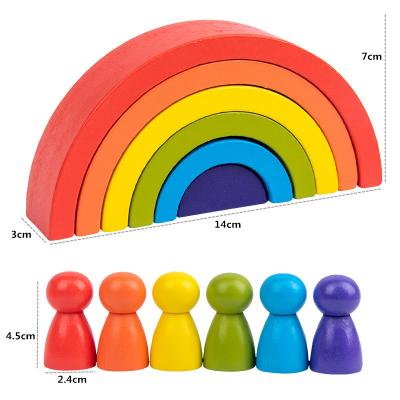 China The Educational Blocks Toys - Montessori Wooden Toys Rainbow Stacking Building Block The Open Educational Preschool Activity Toy for sale