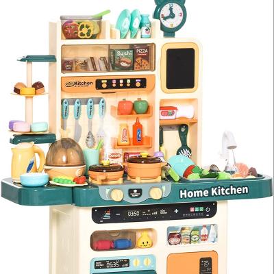 China Plastic Kitchen Play Kitchen for Kid Cooking Set Pretend Role Play Toy with Water Circulation Spray Music Light Sink Vegetable Dish for sale