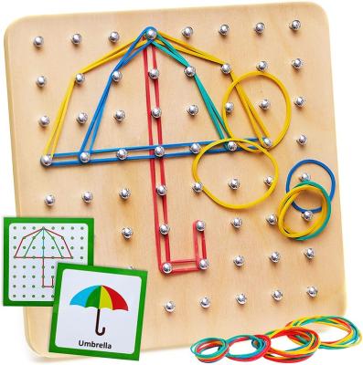 China Wooden Montessori Educational Toys Montessori Figure DIY TOY Box Mathematics Geoboard Math Geoboard Large for sale