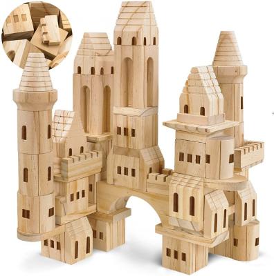 China DIY TOY Wooden Children's Castle Kids Extra Large Assembling Building Blocks Puzzle Log Shaped 56grain for sale