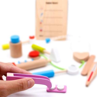 China Preschool Doctor Play Set Toys Wood Pretend Doctor Bag Kid Dentist Role Play Kids Education Medicine Box Kit Tools Set Doctor Toy for Pet Suitcase girls for sale