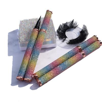 China New Design 2021 Pink Waterproof Self Adhesive 3d Mink Eyelashes Private Label Mink Eyeliner Whips Magic Eyeliner Glue Pen for sale