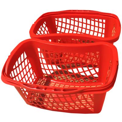 중국 Eco-friendly Supermarket 28l Red Used Basket Shop Display Basket Small Shopping Baskets 판매용