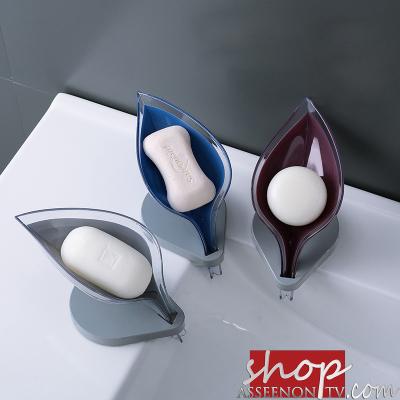 China Modern Creative Non-slip Leaf Double Layer Drain Soap Holder for sale