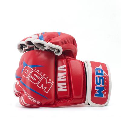 China Adults OEM Leather High Quality Luxury Custom Logo Luva De Boxe Thai Half Finger Muttahida Majlis-e-Amal Boxing Gloves for sale