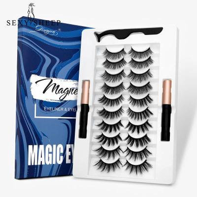 China 2/7/10 Pair Direct High Quality Lashes Full Volume Magnetic Eyelashes With 2pcs Eyeliner for sale