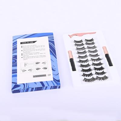 China Thick Magnetic False 3d Eyelashes With Lash Packaging Box Eyelash Eyeliner Kit Magnetic Eyelashes for sale