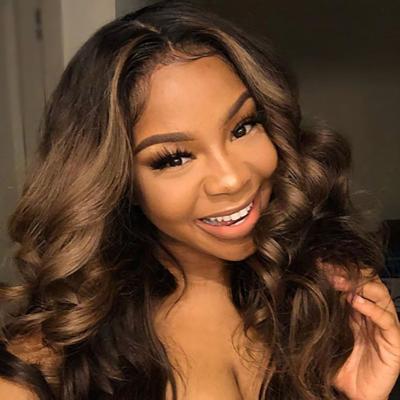 China Body Wave Dropshipping Wholesale Lace Front Wig Brown Body Wave Hair Mix Wig Fit Every Sexy Female for sale