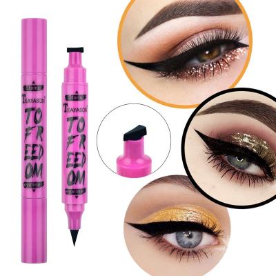 China Waterproof to freedom eyeliner and stamp design double head eyeliner not easy to dizzy water eyeliner wholesale for sale