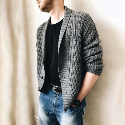 China Anti-Wrinkle Button Up Open Mens Knit Sweater Jacket Cashmere Wool Cardigan Sweater Coat Custom Made for sale