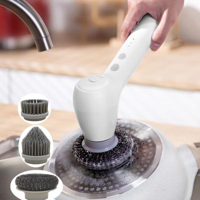 China Kitchen Sink Hand Grip Cleaner Machine Bathroom Short Floor Clean Toilet Tub ABS Rotating Scrubber Electric Cleaning Brush for sale