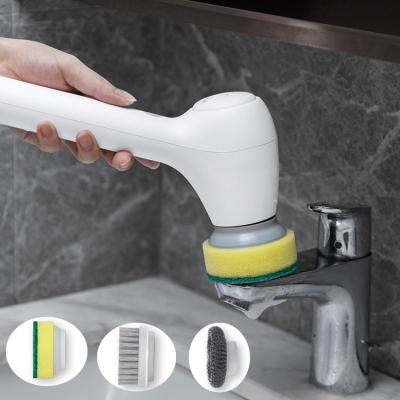 China Viable Cordless Rechargeable Rotating Cleaning Brush Electric Scrubber With Detachable Kitchen Toilet Wall Brush Cleaning Chefs Tools for sale