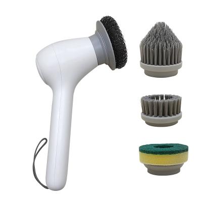 China Rotating Sustainable Electric Scrubber Cordless Power Scrubber Cleaning Brush with 4 Replaceable Brush Heads for Bathroom for sale