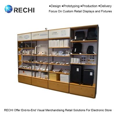 China Fashion Retail Custom Wooden RECHI Electronic Chain Store Display Retail Showcase For Electronic Accessory In Electronic Store Retailer for sale