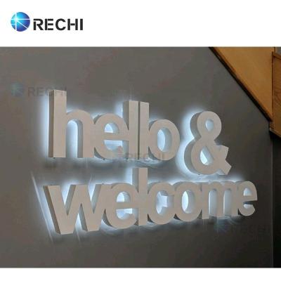 China Waterproof LED Modules RECHI Advertising Light Shop Signage 3D Led Illuminated Sign Channel Sign Backlit Letters With Brushed Stainless Steel Face for sale