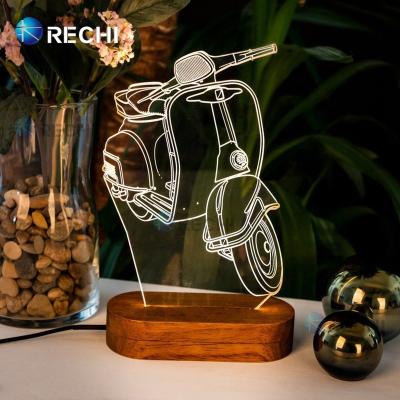 China RECHI waterproof LED modules customize acrylic led night light sign/acrylic light sign with wooden LED base/acrylic led name trail edge beacon up sign for sale