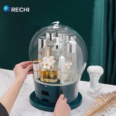 China RECHI Makeup Organizer Bulb Box Cosmetic Viable Dustproof Storage Box with LED Light for Skin Care Perfume and Jewelry Storage Box for sale