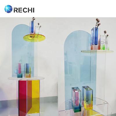 China RECHI European Style Customized Acrylic Cake Stand Cafe Wedding Cupcake Display Box Wholesale Colorful Acrylic Gift Boxes for sale