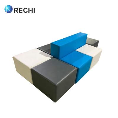 China Super Custom Leather Comfort RECHI Comfortable Leisure Sofa Bed Stool For Customer Relax In Mobile Phone Retail Store for sale