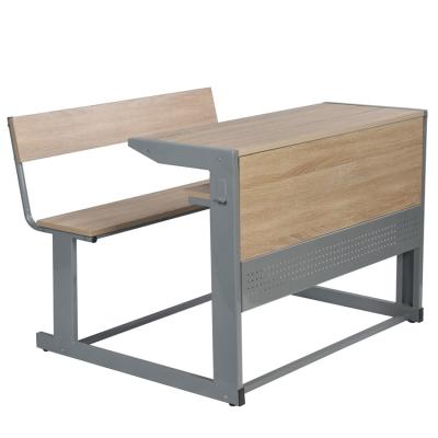 China Modern Cheap High Quality College Furniture Double Seat Combined School Desk And Chair for sale