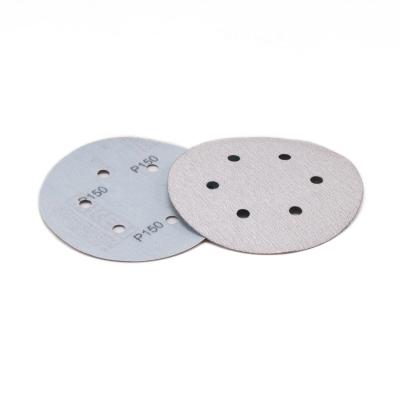 China White color TOA polishing emery paper with 6 holes loop&hook discs for sale