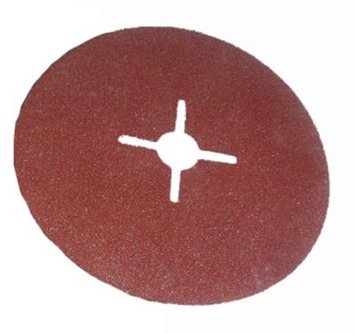 China Red Aluminum Oxide Resin Fiber Polishing Disc With Cross Holes Brushed Abrasive Disc for sale