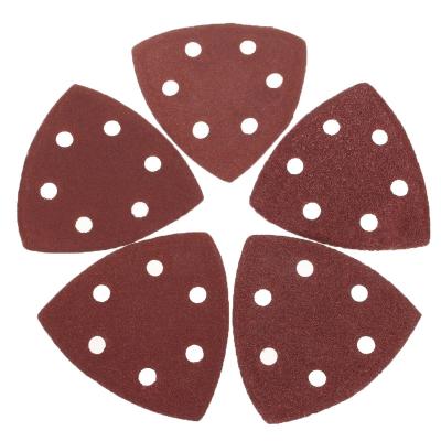 China Aluminum Oxide Wood Red TOA Emery Paper Triangle Hook And Loop Disc for sale