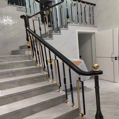 China OEM Wrought Iron Design Staircase Deck Railing Sale Modern Aluminum White Black Cross Gold Gray Surface Graphic for sale