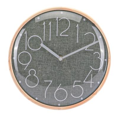 China BRIEF gray burlap clock wooden frame face new style fashion style living room custom wall clock for sale