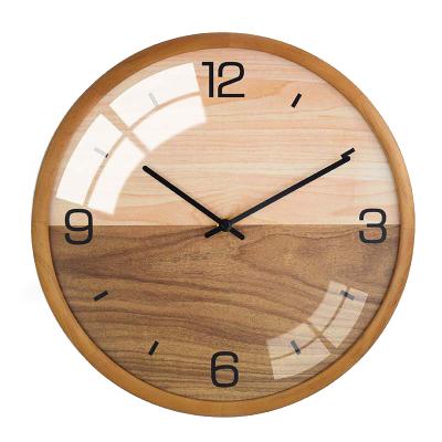 China FOLDER creative home decoration modern wooden wall clock with glass dome cover for sale