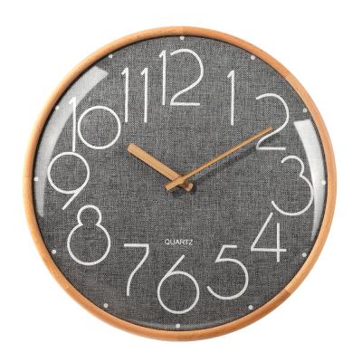 China BRIEF frame gray wood wall clock living room wall decoration modern home fashion glass cover for sale