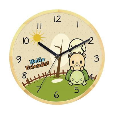 China Antique Style Cartoon Design Round Shape Modern Wall Clock Wooden Wall Clock for sale