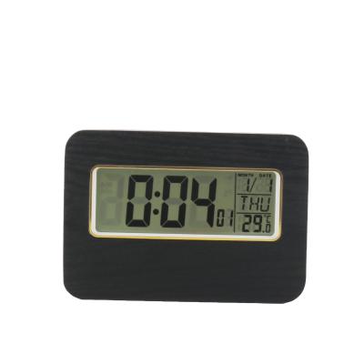 China Antique Style Wooden Digital Number Display Temperature Clock Factory Price Wooden Clock LED for sale