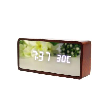 China Antique Style Wooden LED Time Display Digital Table Electronic Alarm Clock For Bedroom for sale