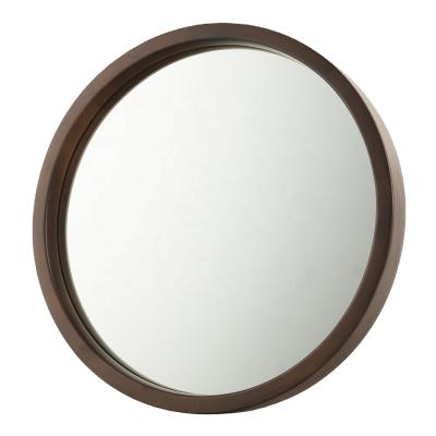 China High Quality Decorative Elegant Living Room Round Mirror Dressing Room Wooden Mirror for sale