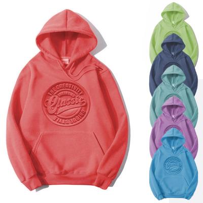 China Breathable Wholesale Fleece Pullover Women Heavy Hoodie Embossed Street Wear 3D Embossed Hoodies Oversized Custom for sale