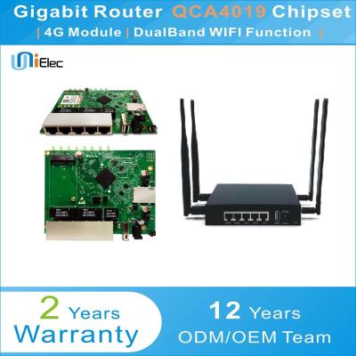 China Corporate & Custom Soho Qualcomm IPQ4019 Dual Band Firewall OpenWRT QSDK PCBA WIFI Wave2 AC1200 ODM OEM Sim 4g lte Router for sale