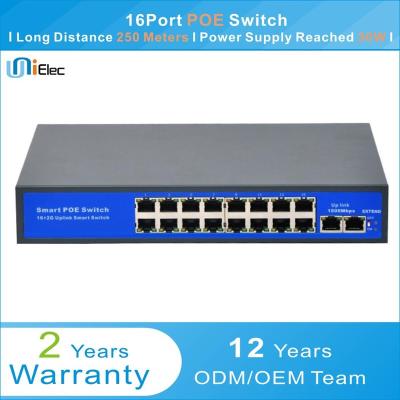 China Port POE IP1818+IP108A+IP1001 16 POE Ethernet Network Switch With PCBA Long Distance 250 Meters OEM Custom ODM 100Mbps for sale