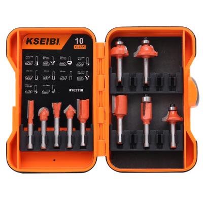 China Wood Milling Cutter KSEIBI Router Bit Set Wood Milling Cutter 10-PC 1/4