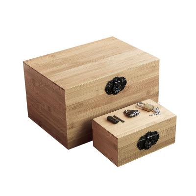 China Gift Box Solid Wooden Box With Lock Rectangular Wooden Storage Box for sale