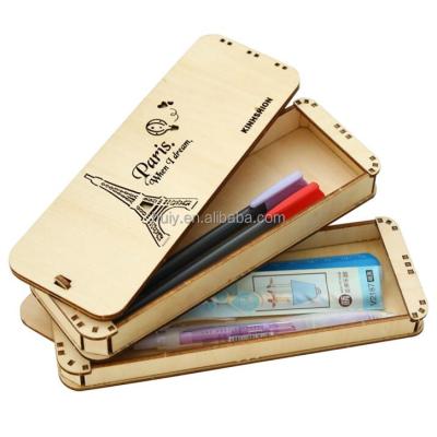 China China DIY customize MDF and soild carved wooden pen box for sale