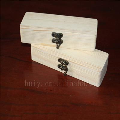 China 2016 China pen gift box good quality unfinished wooden wood made soild pencil cases with lock for sale