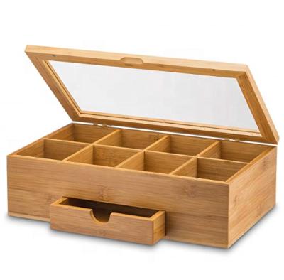 China China Custom Natural Bamboo Tea Box With Drawer Tea Storage Chest for sale